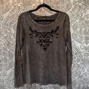 Daytrip Mixed media gem studded long sleeve